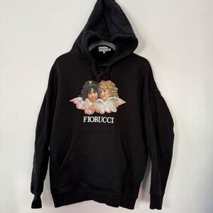 Fiorucci Black Angels Cherub Graphic Hoodie Medium Made in Portugal Cotton